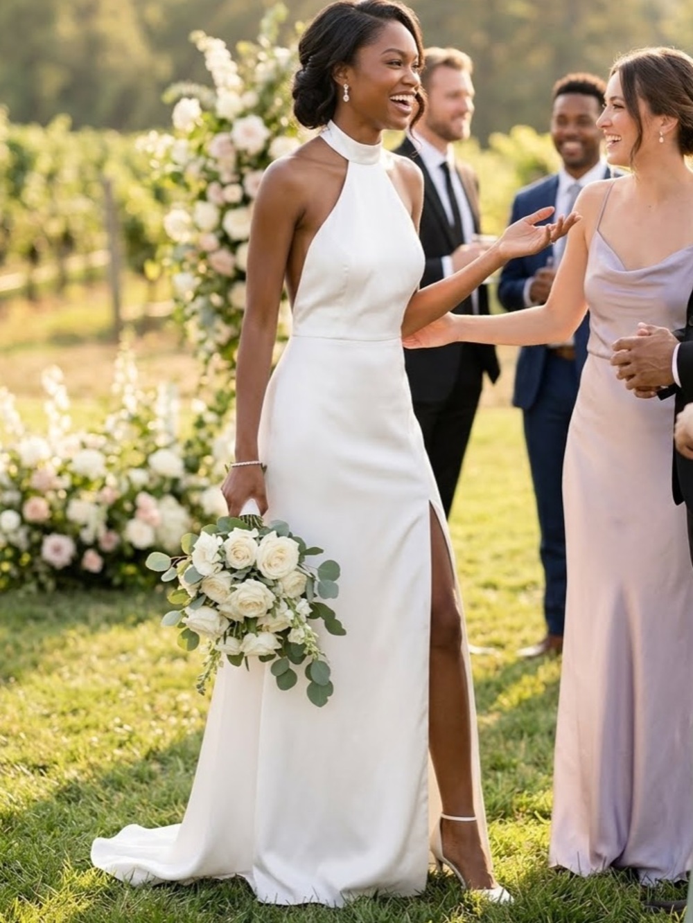 New Lulus Headed  Romance Elegant White Halter Neck Evening Maxi Gown Sz XL